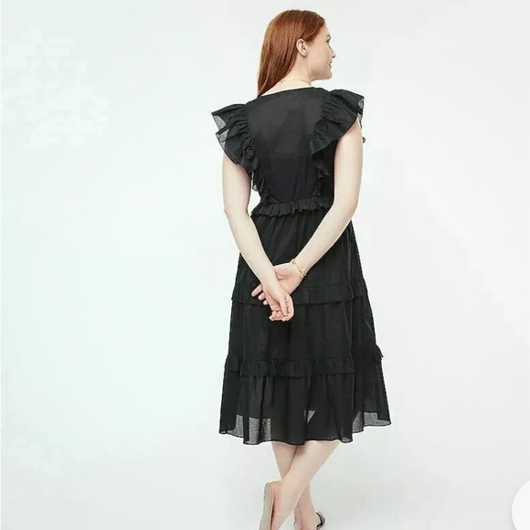 J. Crew Ruffle Sleeve Voile Dress Cotton V-Neck A-Line - Picture 2 of 6